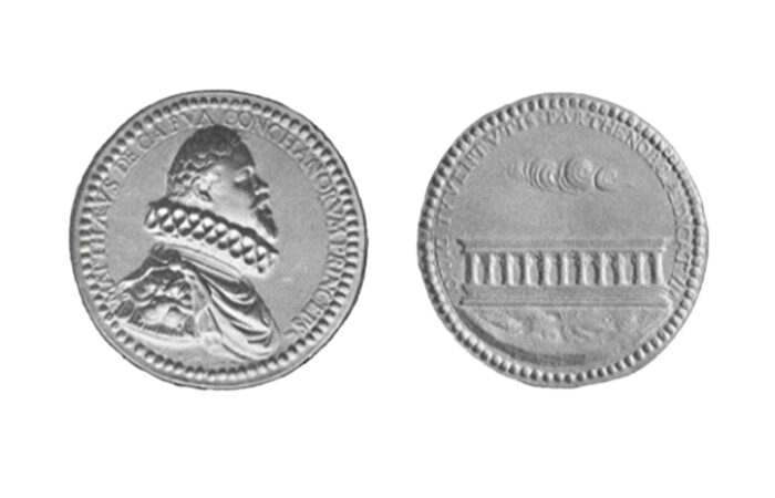Dritto e rovescio della medaglia commemorativa di Matteo de Capua – dal Bollettino Numismatici Napoletano 1956